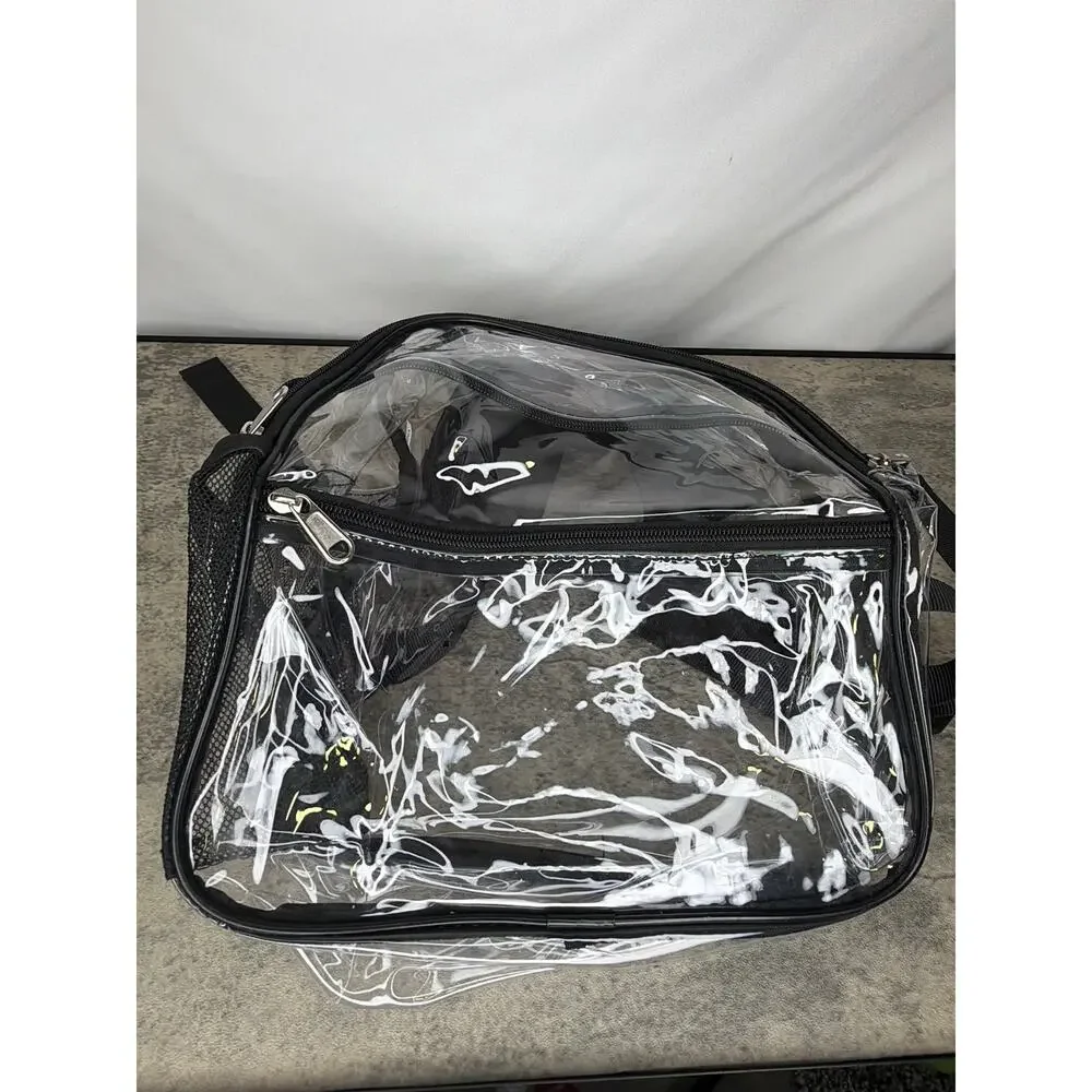 Clear Backpack for Stadium Events, Small Clear Bag, Transparent Backpack- Black